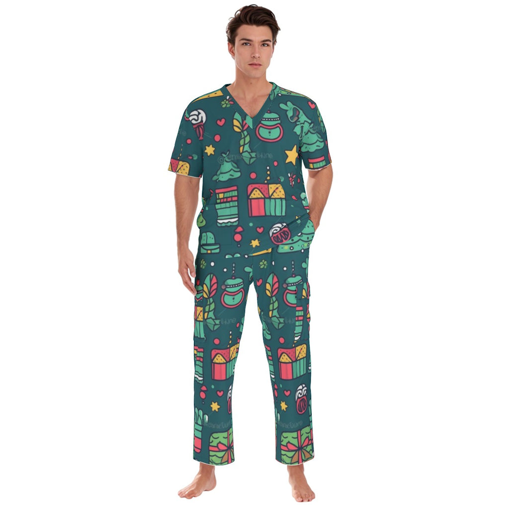 All-Over Print Unisex Scrub Set With Six Pocket