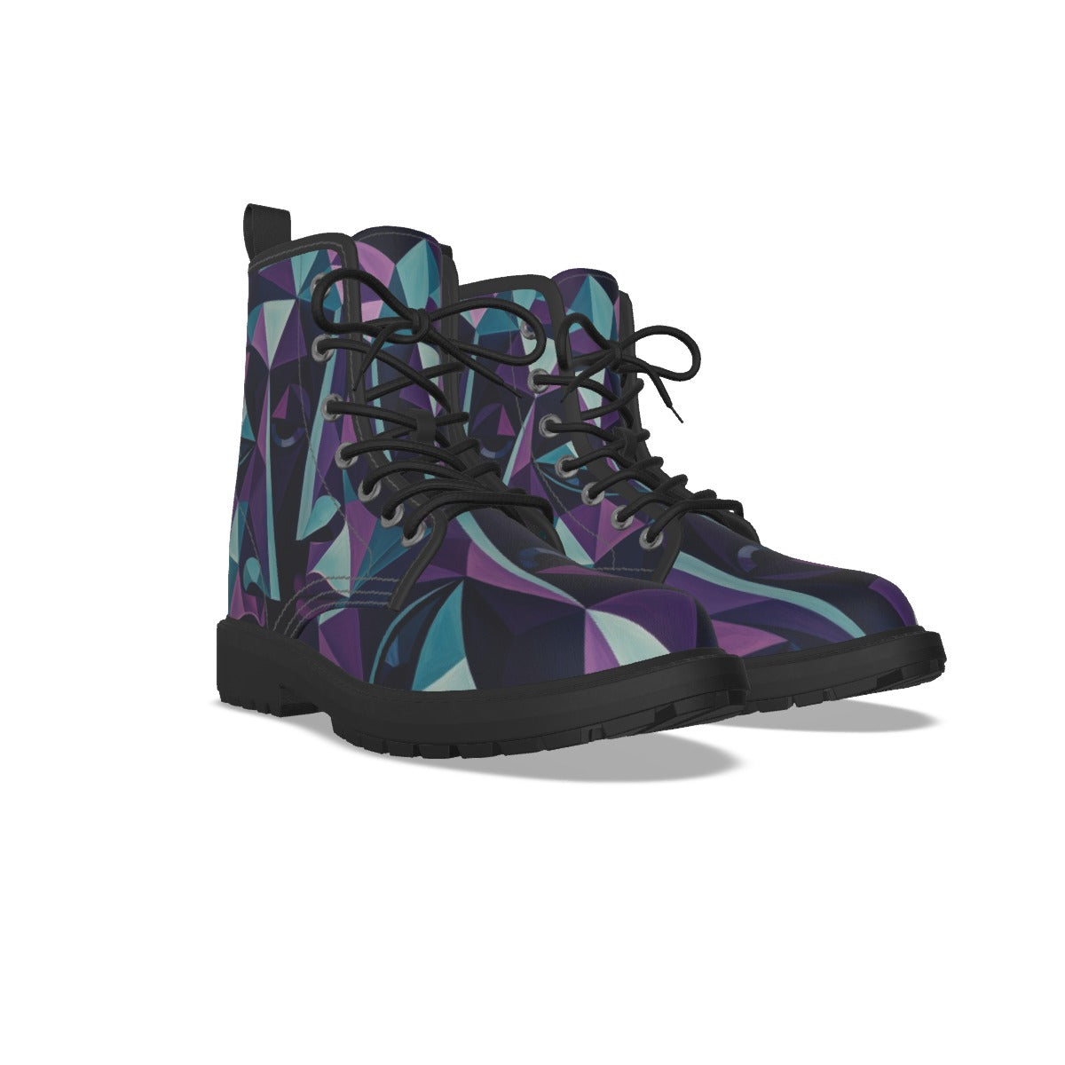All-Over Print Women's Martin Short Boots With Black Bottom