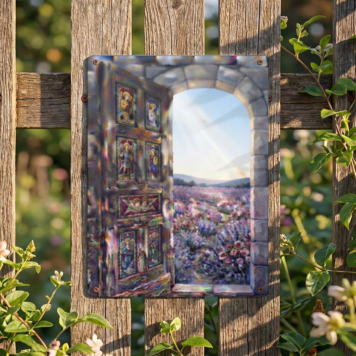 Light Through An Open Door Thickened Rectangular Iron Wall Painting