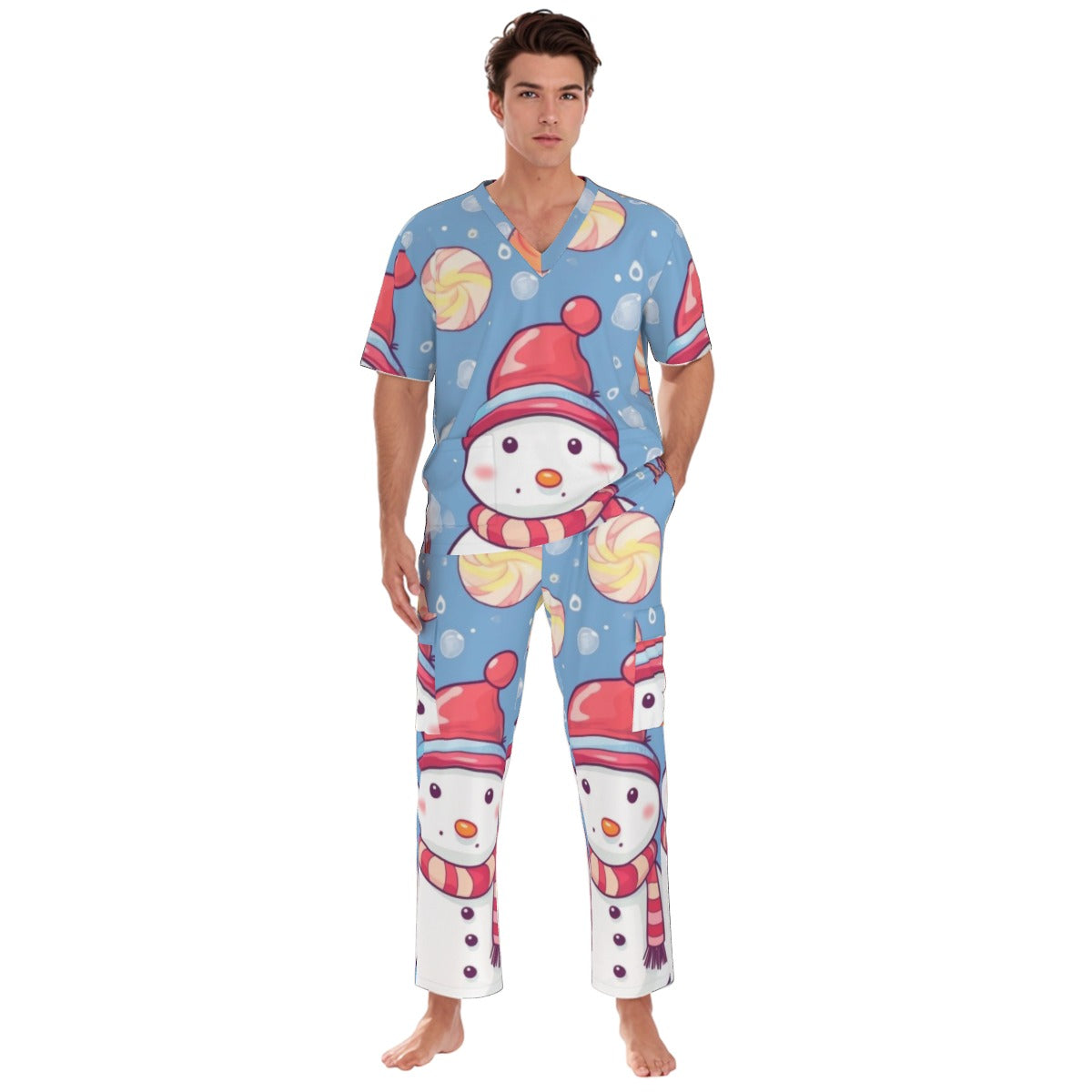 All-Over Print Unisex Scrub Set With Six Pocket
