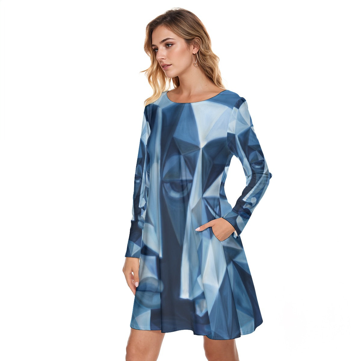 All-Over Print Women's Round Neck Dress|190GSM Cotton