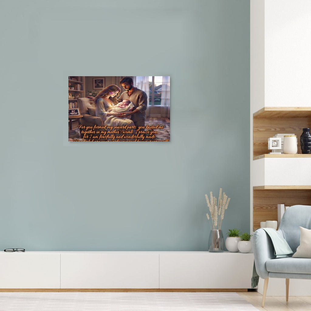 Bible Quote Mother, Father and Child Framed Single-Piece Mural Printed in USA 3:2