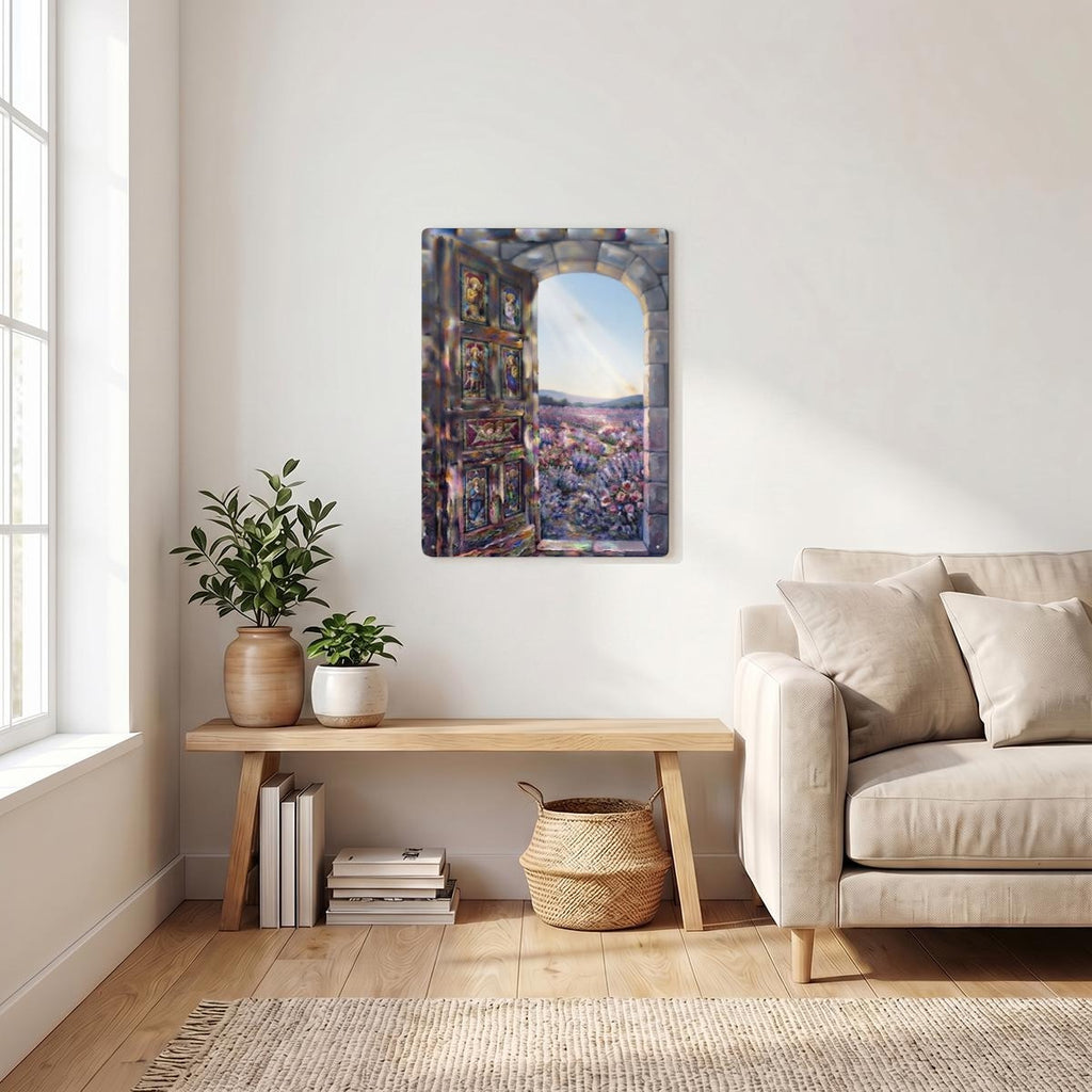 Light Through An Open Door Thickened Rectangular Iron Wall Painting
