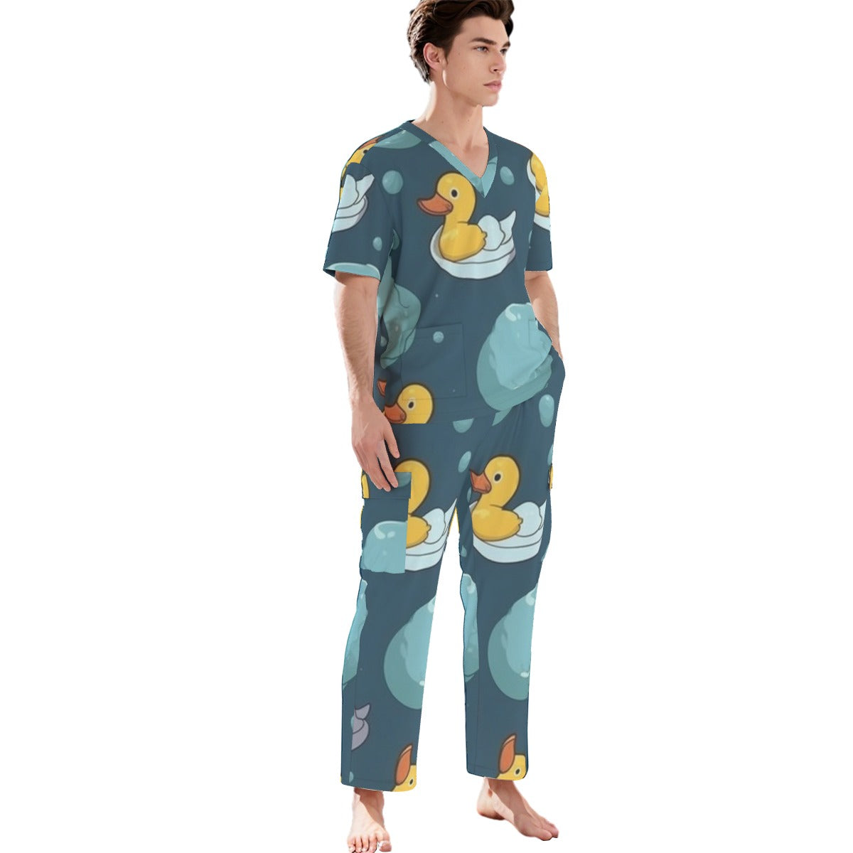 All-Over Print Unisex Scrub Set With Six Pocket