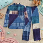 All-Over Print Children's Satin Pajama Set With Long Sleeve