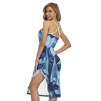 Robe caraco pour femme à impression intégrale avec bretelles croisées dans le dos