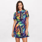 All-Over Print Women's A-Line Dress With Peter Pan Neck
