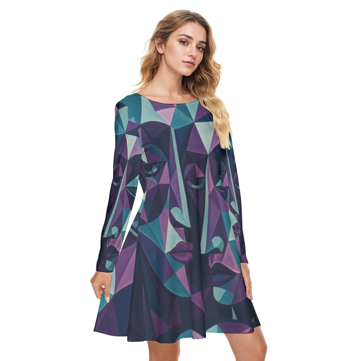 Abito da donna a girocollo con stampa integrale|Cotone 190 g/m²