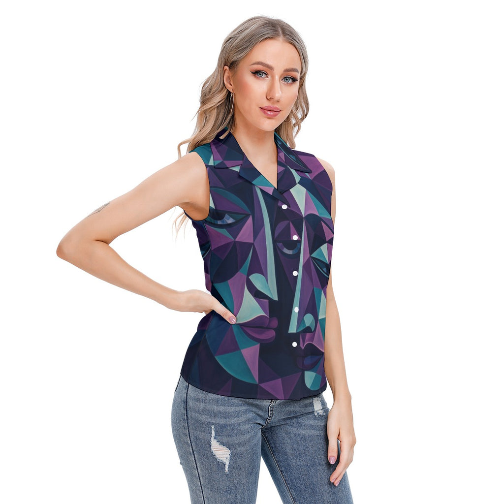 All-Over Print Women's Lapel Vest