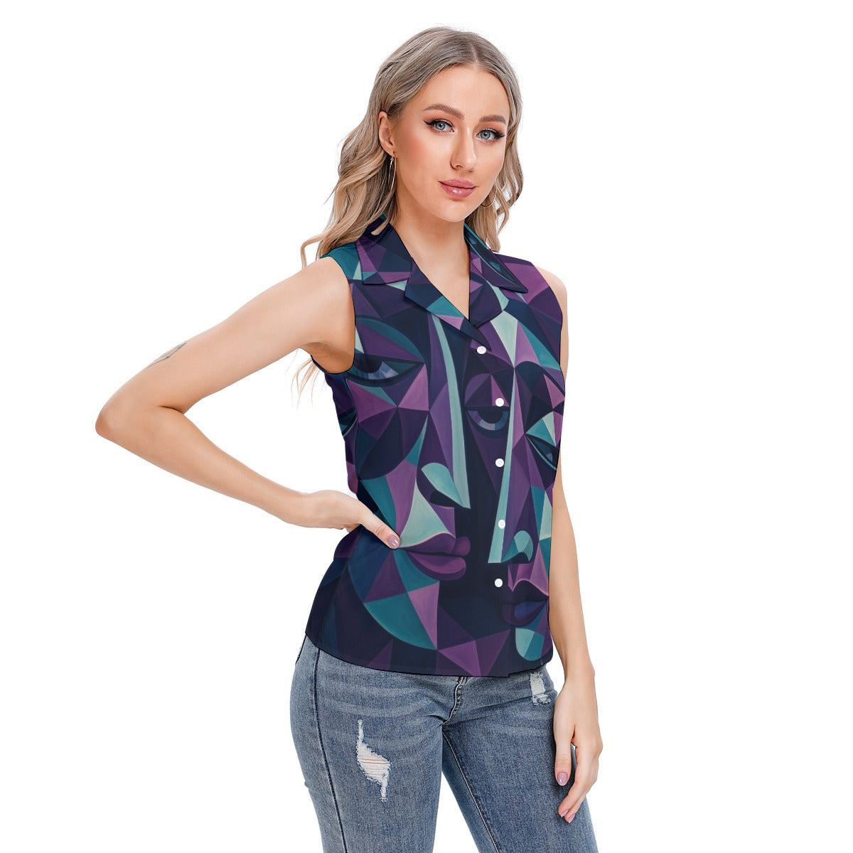 All-Over Print Women's Lapel Vest