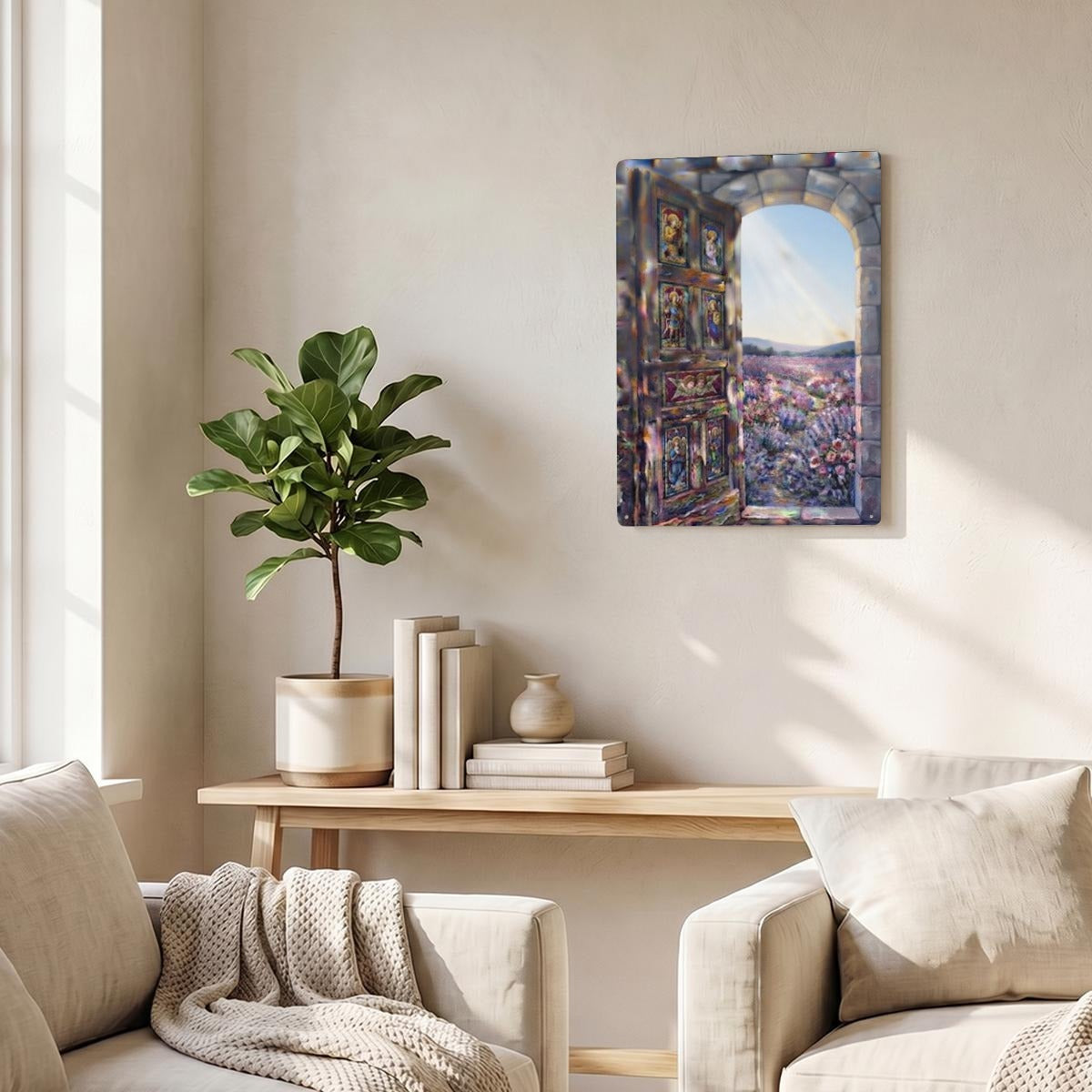 Light Through An Open Door Thickened Rectangular Iron Wall Painting
