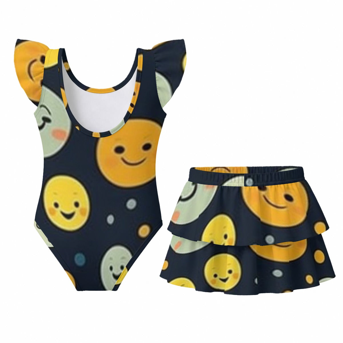 All-Over Print Girls' Ruffle Layered Swim Set