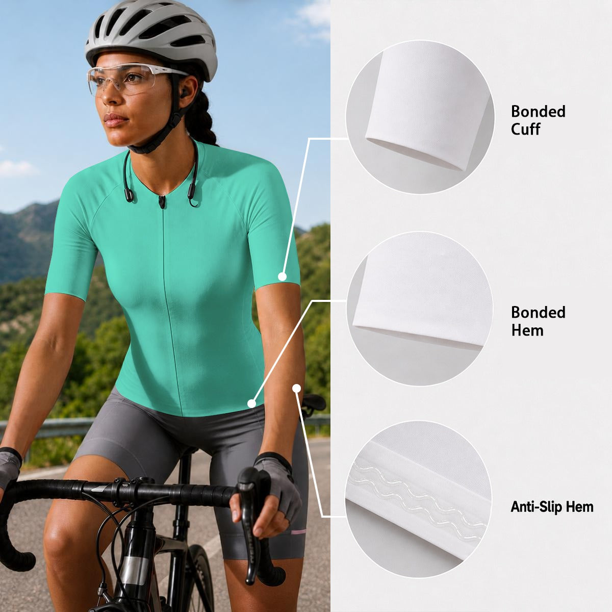 aop Women's Short-Sleeve Cycling Jersey with Black Zipper