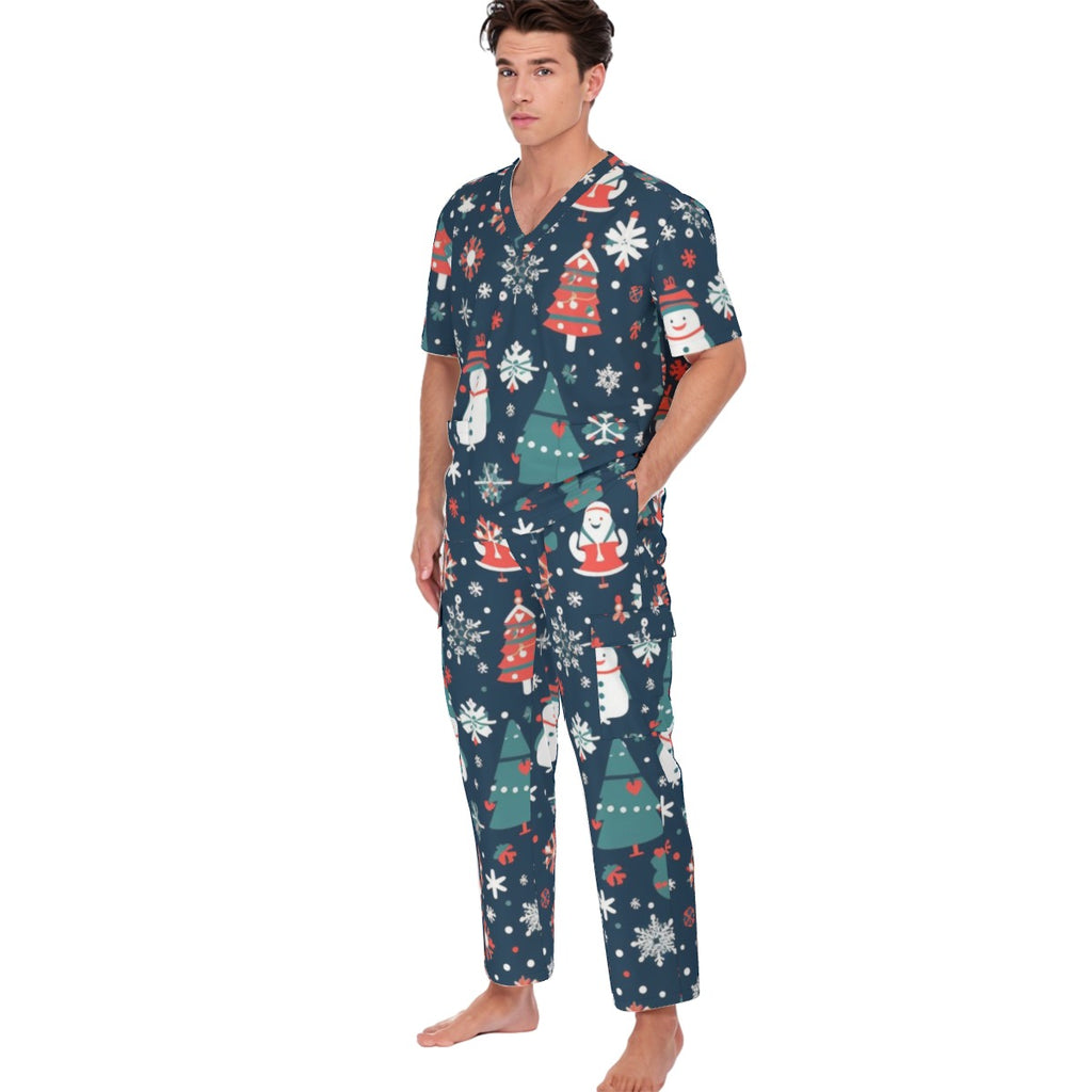 All-Over Print Unisex Scrub Set With Six Pocket