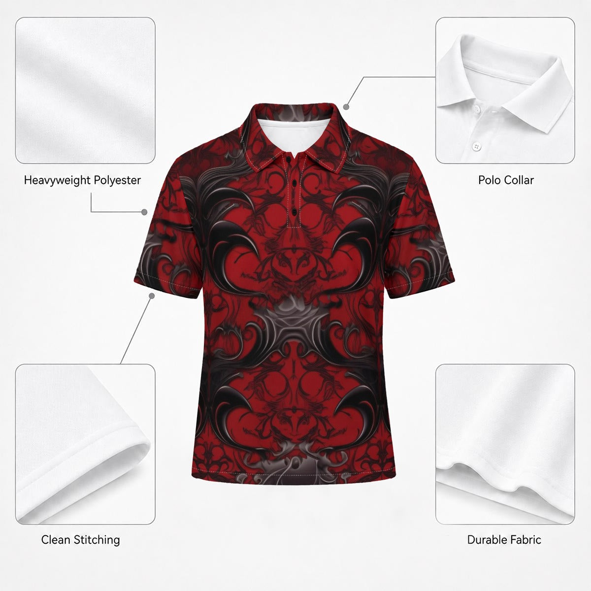 All-Over Print Men's Heavyweight Polyester Polo Shirt|210GSM