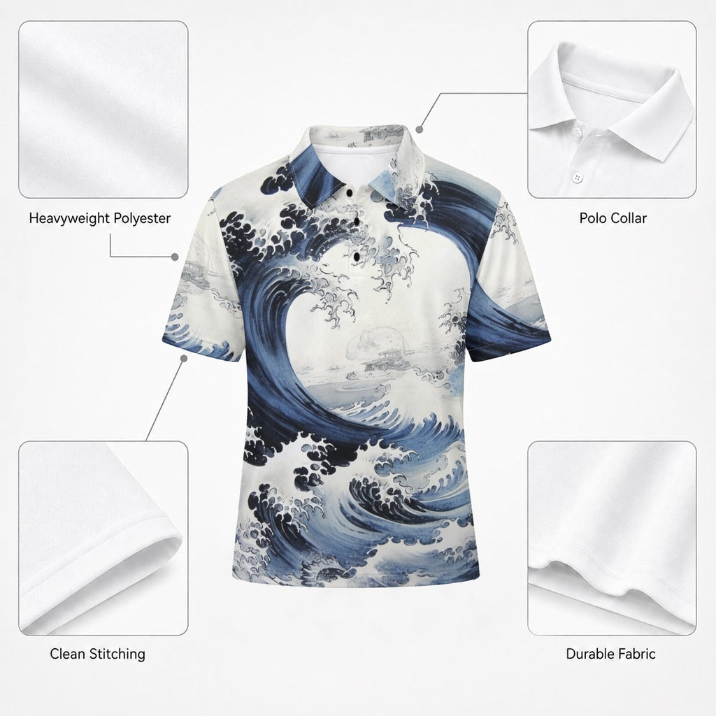 All-Over Print Men's Heavyweight Polyester Polo Shirt|210GSM