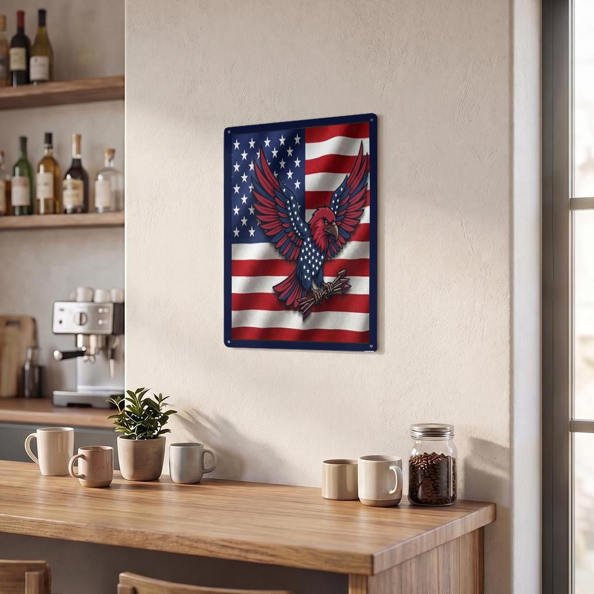 American Eagle Thickened Rectangular Iron Wall Painting Printed in Canada