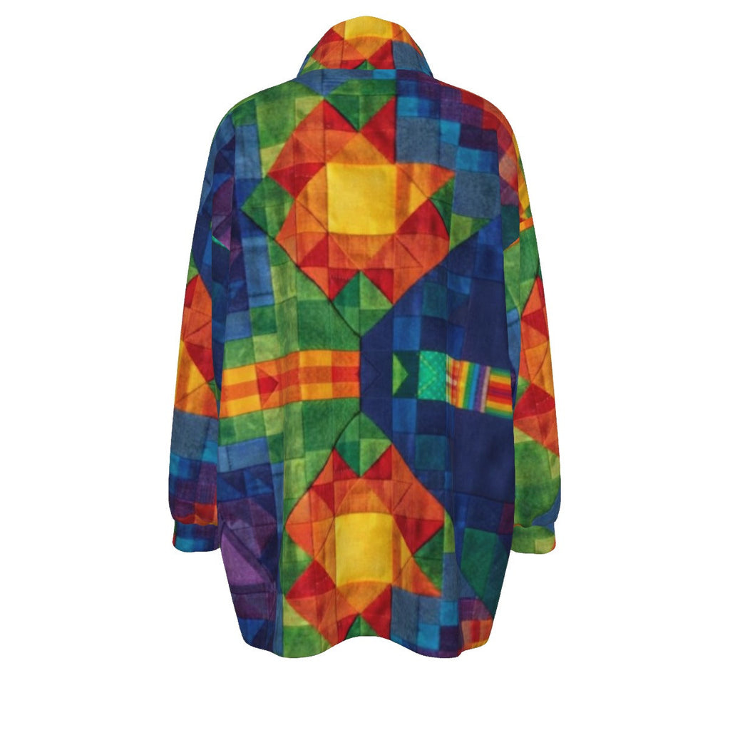 ARTFULL EXPRESSIONZCOAT OF MANY COLORS COLLECTION Unisex Borg Fleece Coat Zipper Closure(Plus Size)