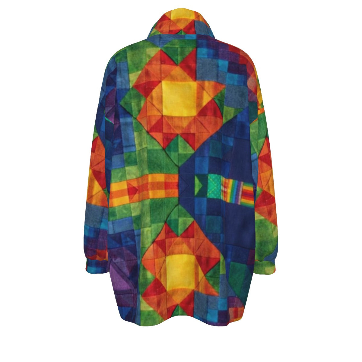 ARTFULL EXPRESSIONZCOAT OF MANY COLORS COLLECTION Unisex Borg Fleece Coat Zipper Closure(Plus Size)