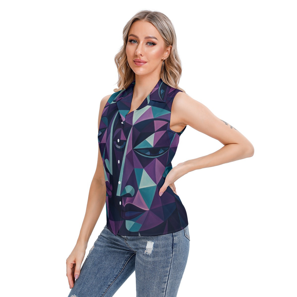 All-Over Print Women's Lapel Vest