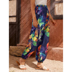 Pantalon carotte pour femme à imprimé intégral
