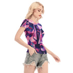 All-Over Print Women's Short Sleeve Mesh Blouse