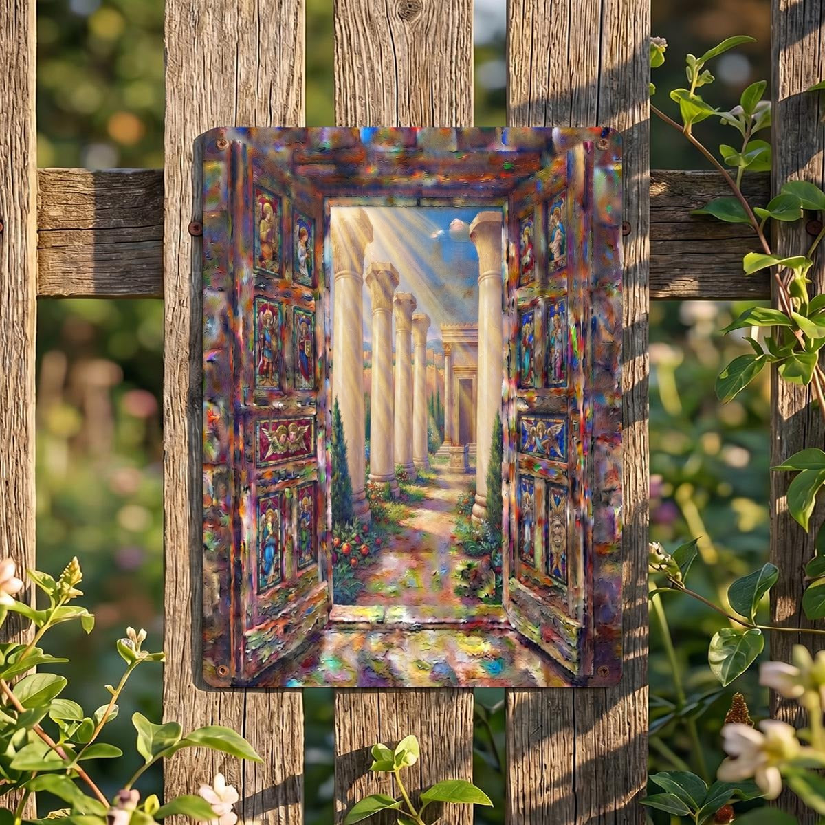 Light through An Open Door Thickened Rectangular Iron Wall Painting