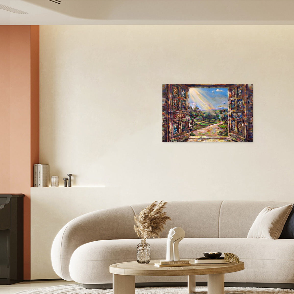Light Through AN Open Door Framed Single-Piece Mural Printed in USA 3:2