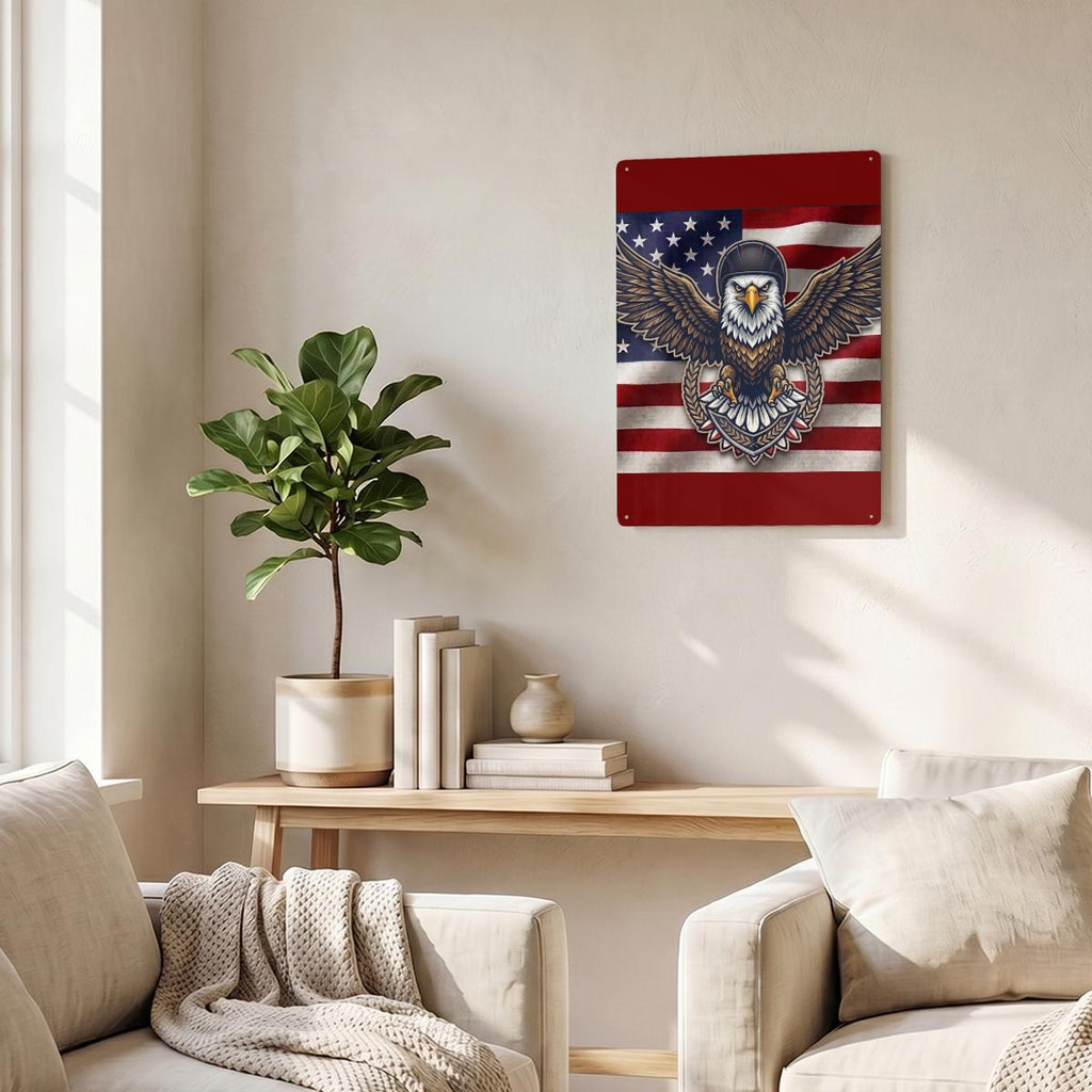 American Eagle Thickened Rectangular Iron Wall Painting