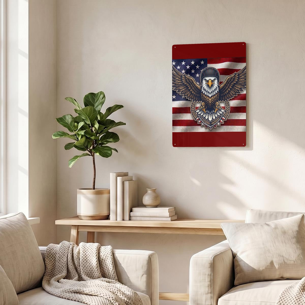 American Eagle Thickened Rectangular Iron Wall Painting