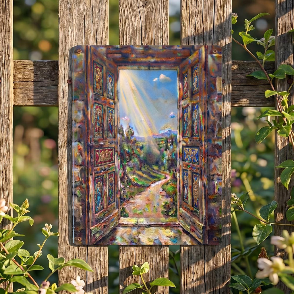 Light Through An Open Door Thickened Rectangular Iron Wall Painting
