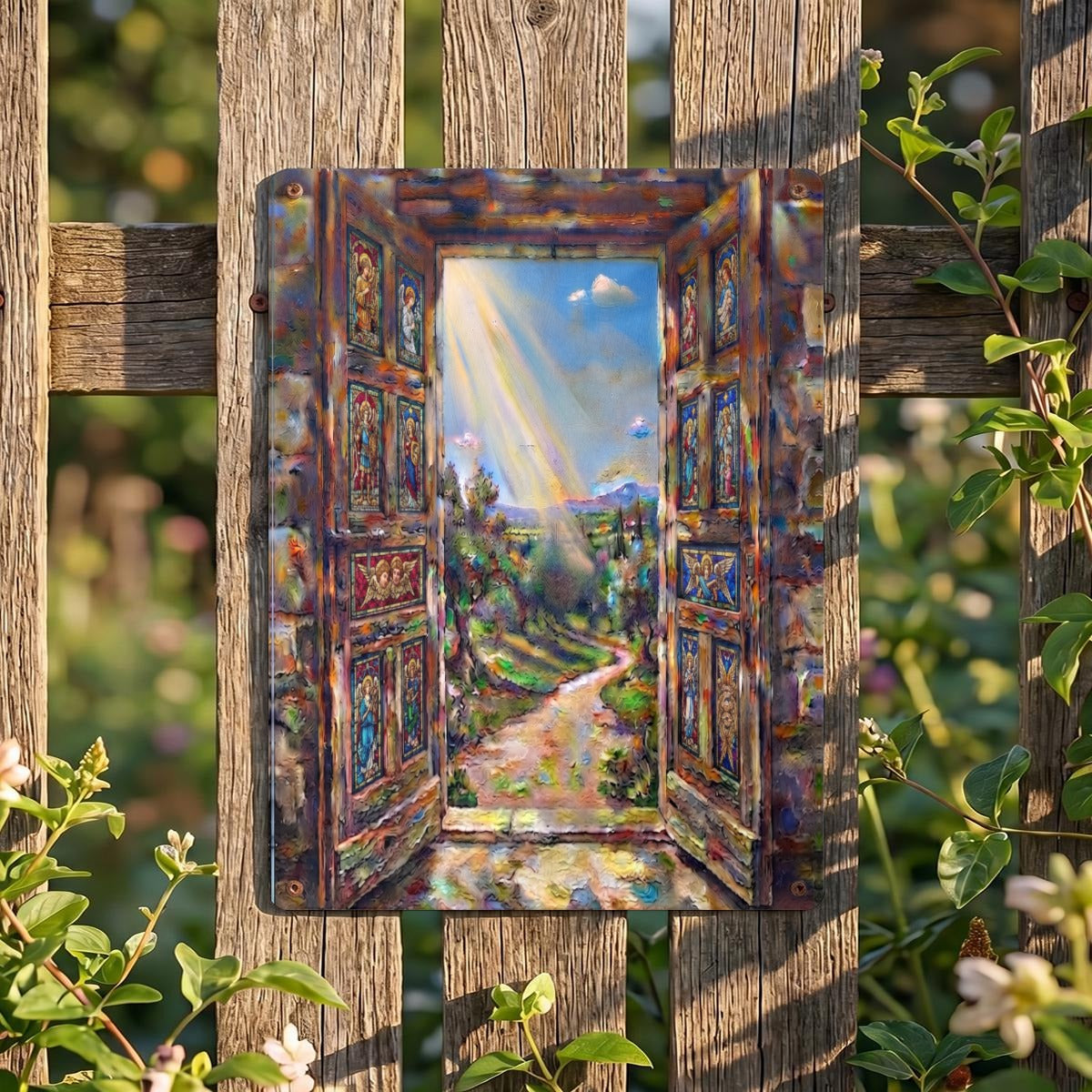Light Through An Open Door Thickened Rectangular Iron Wall Painting