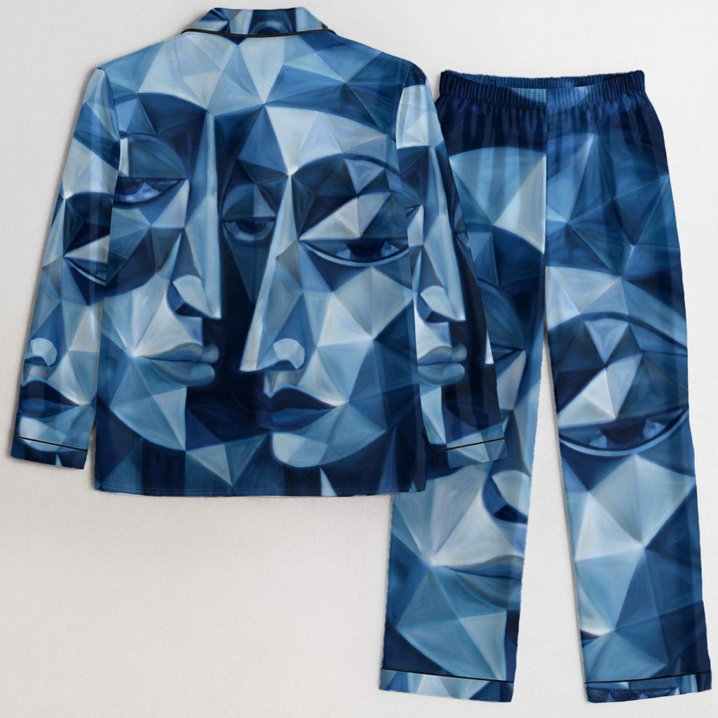 Ensemble de pyjama en satin pour femme à imprimé intégral