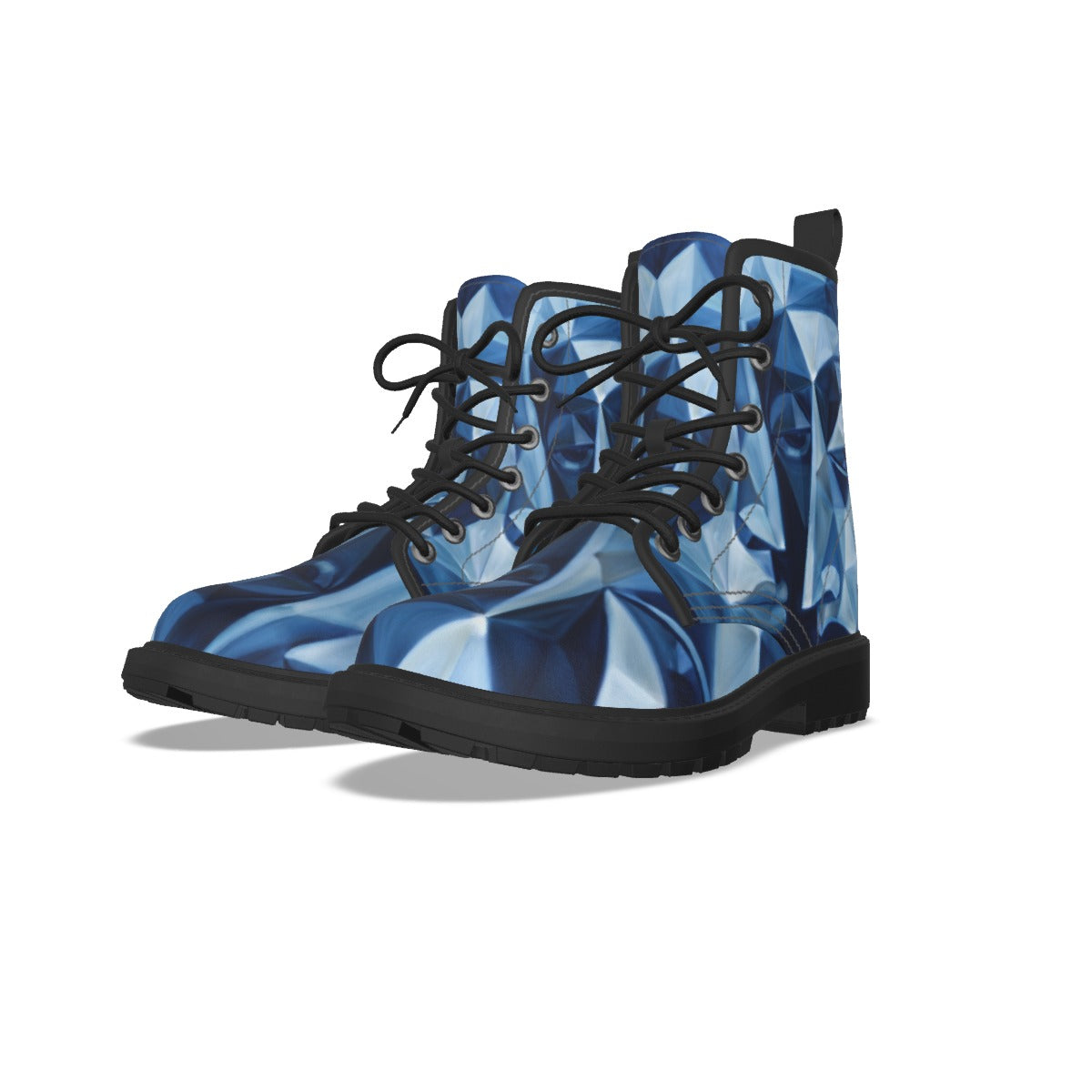 All-Over Print Women's Martin Short Boots With Black Bottom