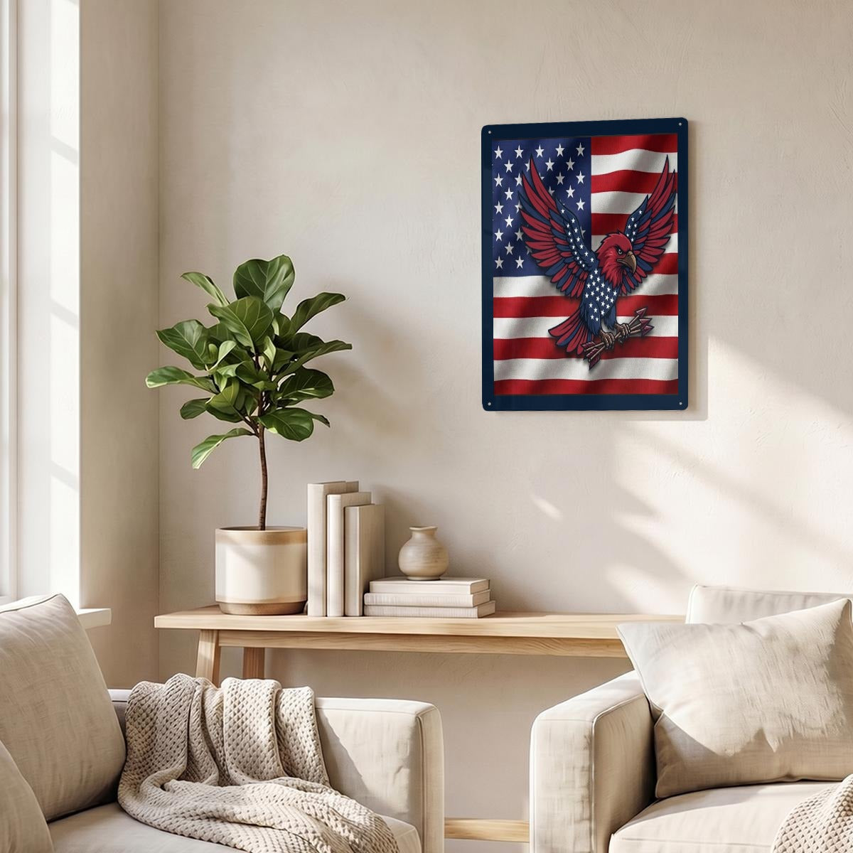 American Eagle Thickened Rectangular Iron Wall Painting Printed in Canada
