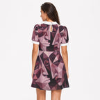 Robe trapèze pour femme à imprimé intégral avec col Claudine