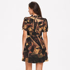 All-Over Print Women's A-Line Dress With Peter Pan Neck