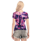 All-Over Print Women's Short Sleeve Mesh Blouse