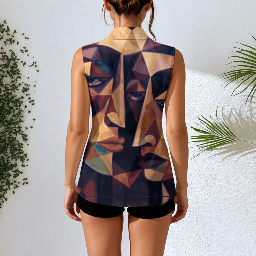 All-Over Print Women's Sleeveless Blazer-Style Vest