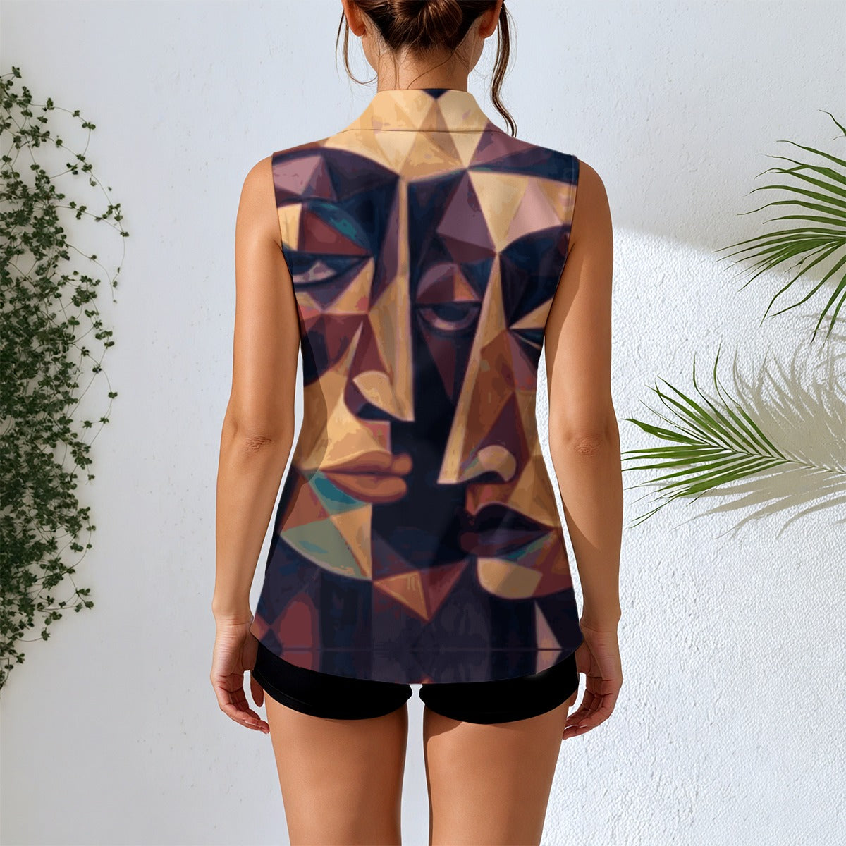 All-Over Print Women's Sleeveless Blazer-Style Vest