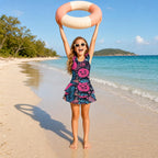 All-Over Print Girls' Ruffle Layered Swim Set