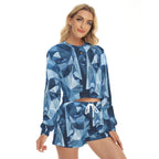 All-Over Print Women's Short Sweatshirt And Pants Suit