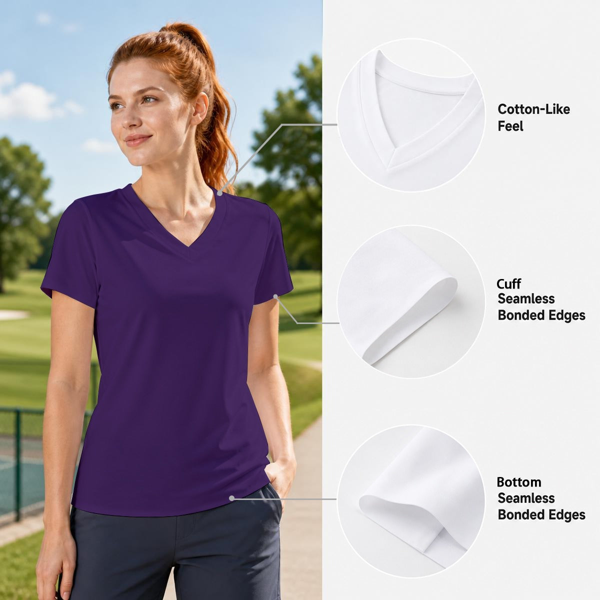 All-Over Print V-neck Women's T-shirt|Bonded Seam