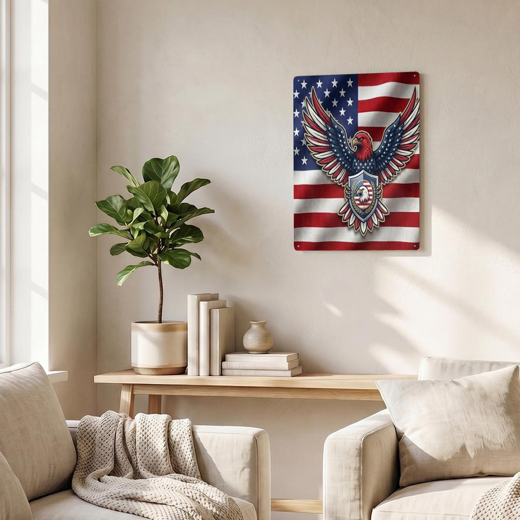 American Eagle Thickened Rectangular Iron Wall Painting