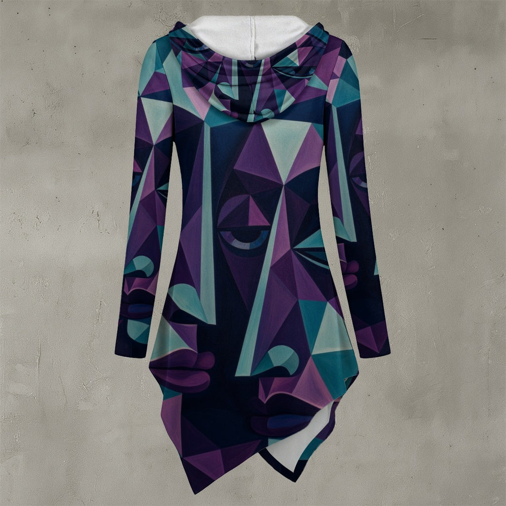 All-Over Print Women's Asymmetric Hem Hoodie