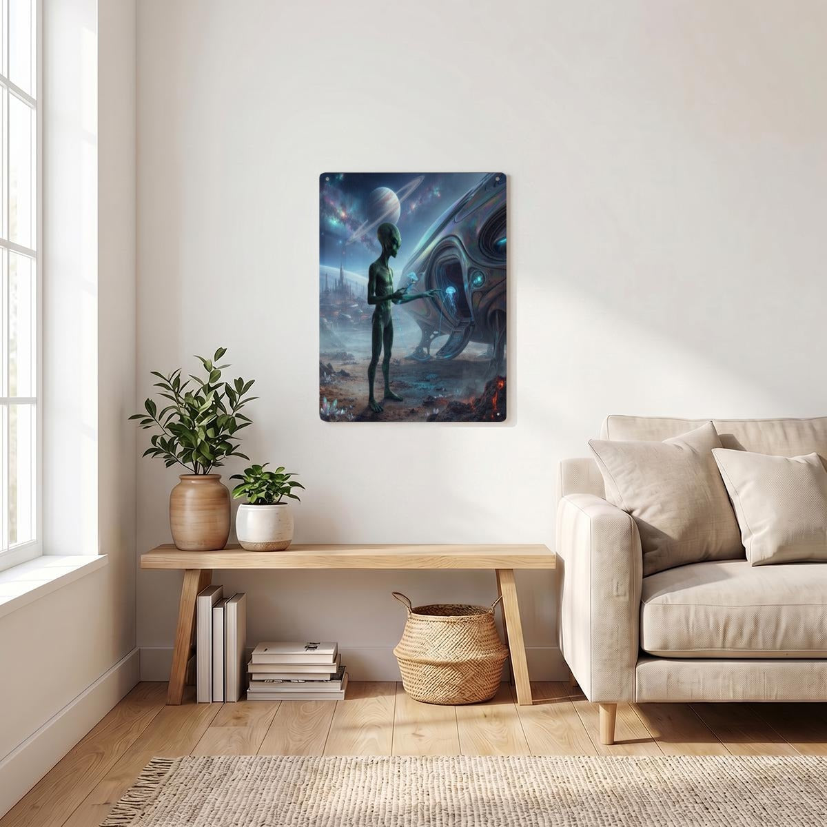 Alien Thickened Rectangular Iron Wall Painting Printed in Canada
