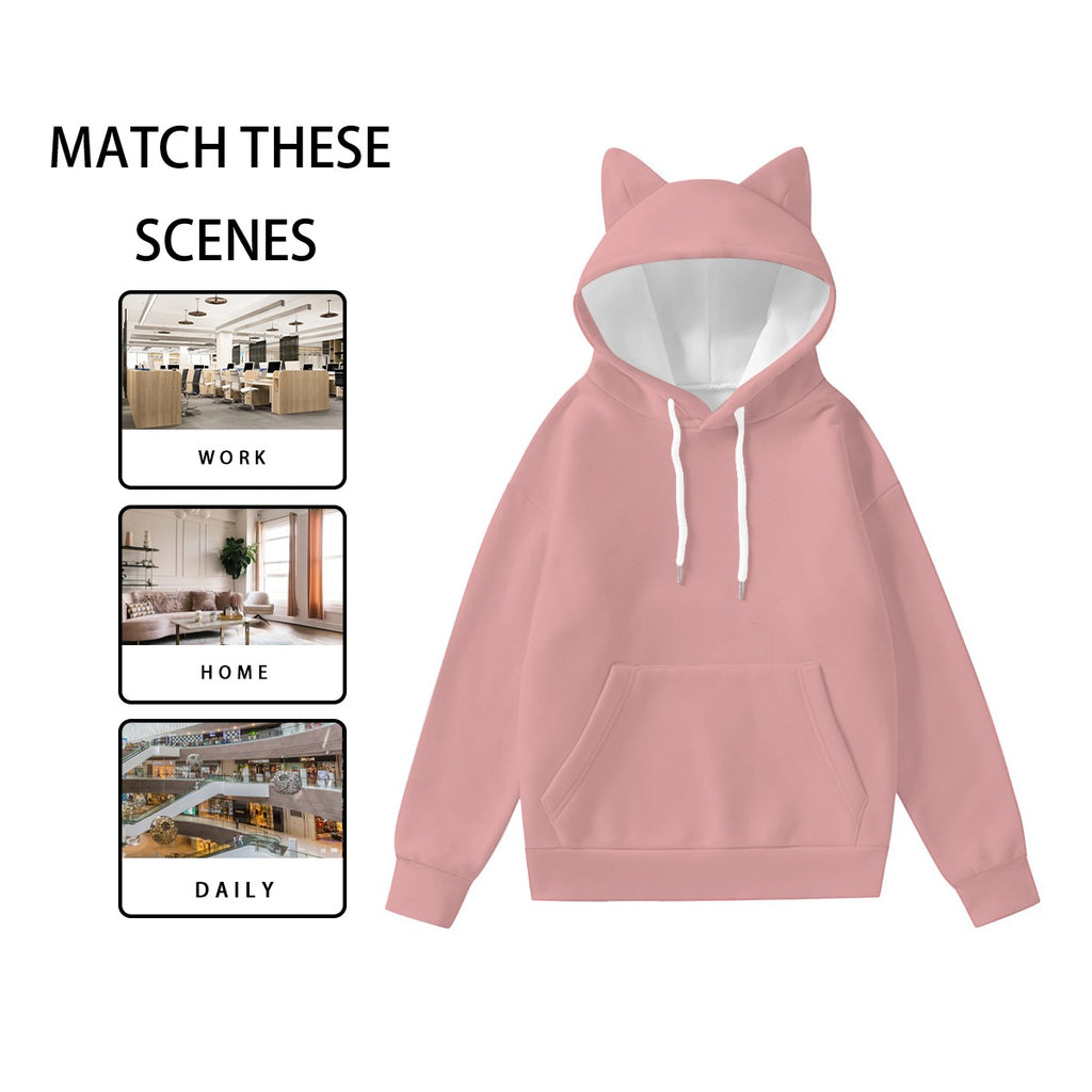 All-Over Print Women’s Hoodie With Decorative Ears