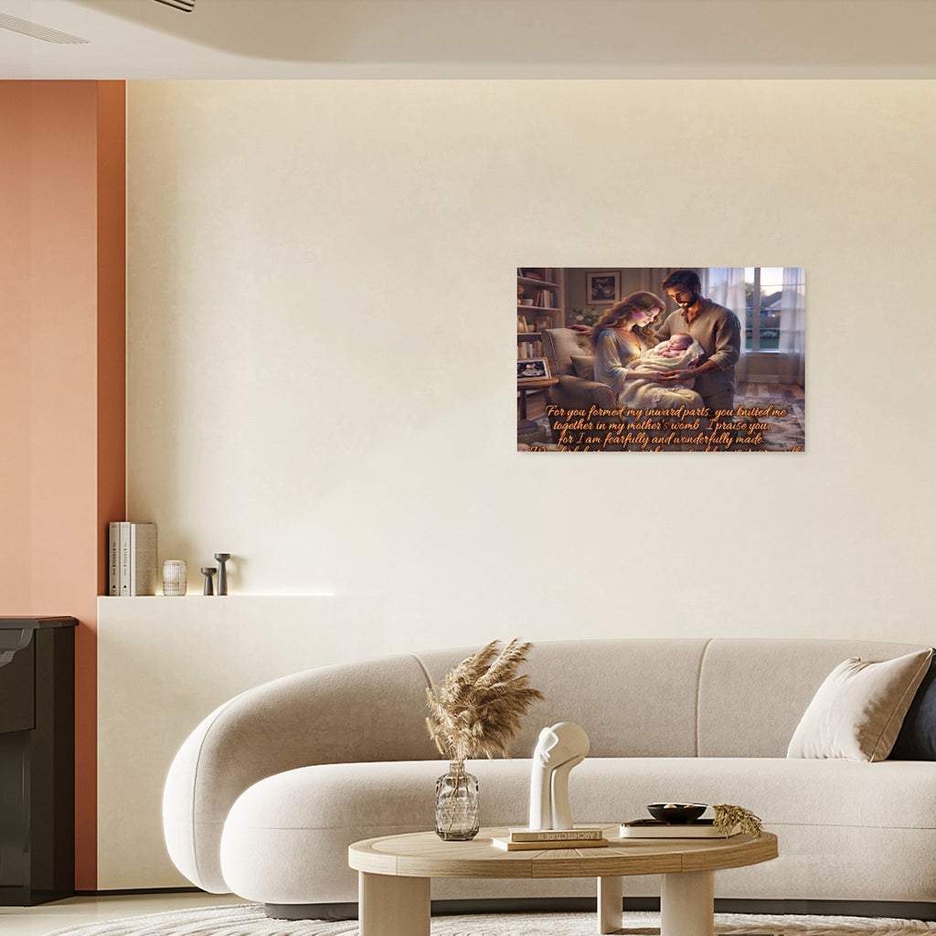 Bible Quote Mother, Father and Child Framed Single-Piece Mural Printed in USA 3:2