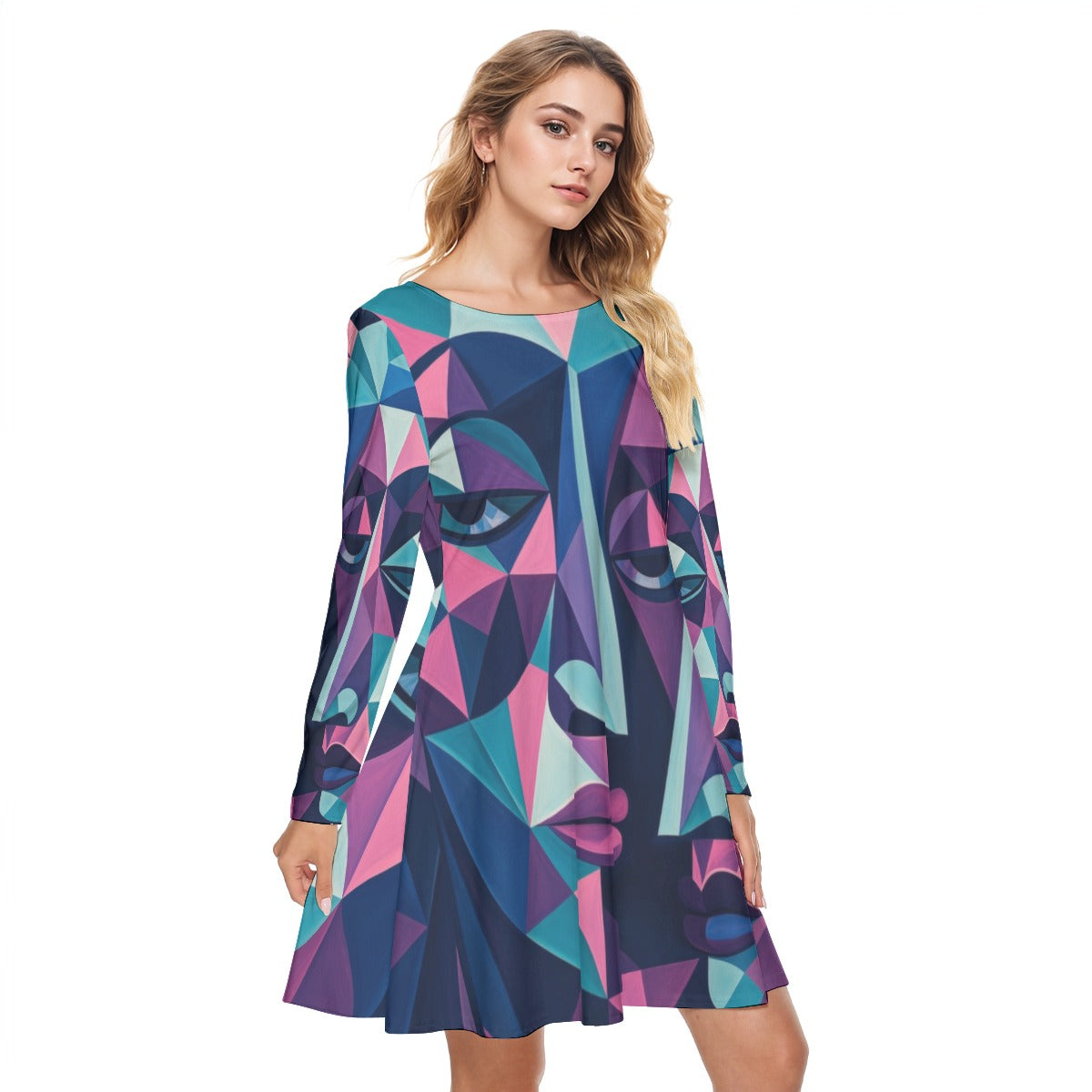 All-Over Print Women's Round Neck Dress|190GSM Cotton