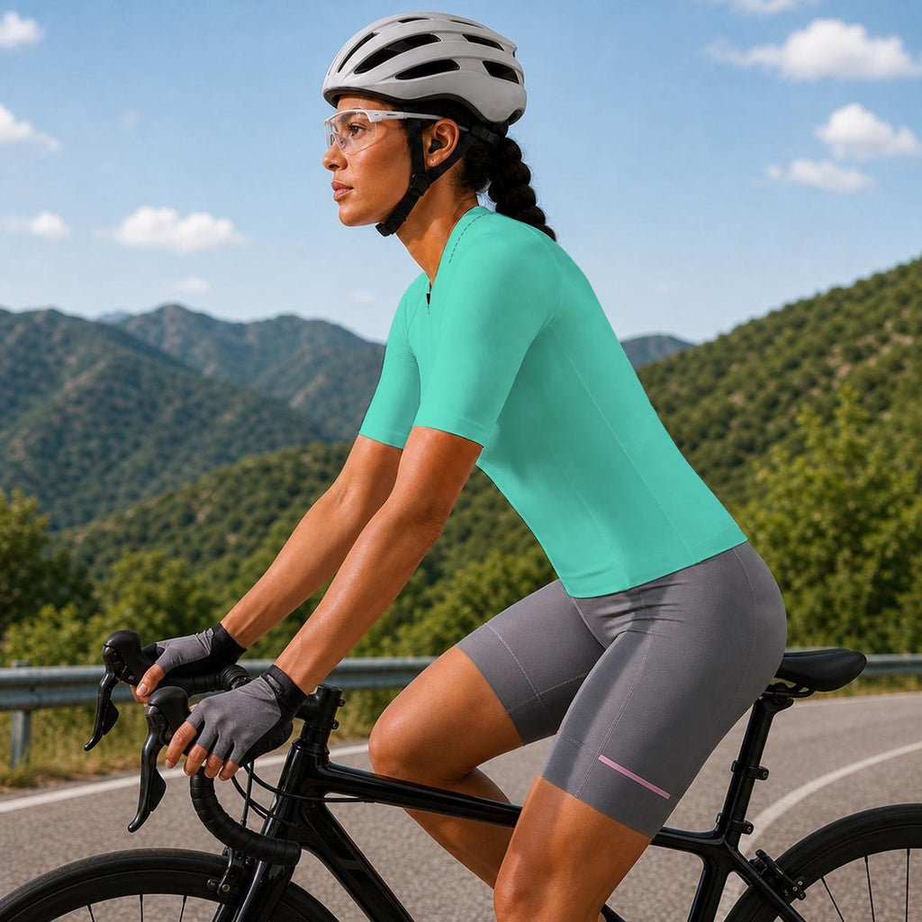 aop Women's Short-Sleeve Cycling Jersey with Black Zipper